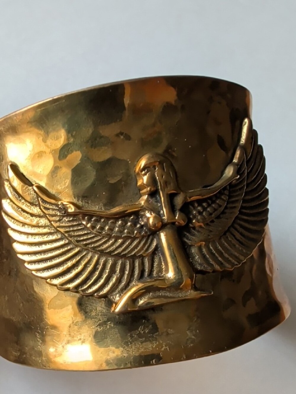 Hammered Brass Wide Cuff Isis Bracelet - Picture 3 of 6